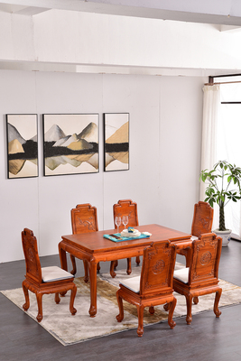 511踩珠长餐桌大果紫檀（缅甸花梨木）