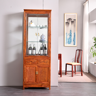 522C匠心双门玻璃柜本色大果紫檀（缅甸花梨木）