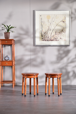 524B五脚圆凳 印度紫檀（东南亚花梨木）